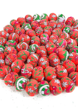 Handmade saree bead garland featuring a single pattern saree, with vibrant beads and intricate details, perfect for adding a colorful, traditional touch to your decor.