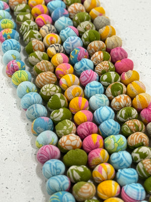 Hand-stitched Saree Bead Garland featuring vibrant, multicolored beads strung together, creating a beautiful and colorful decorative piece for home decor.