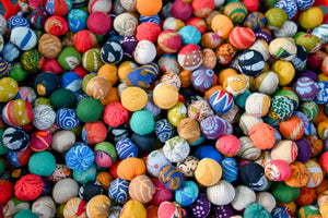 Hand-stitched Saree Bead Garland featuring vibrant, multicolored beads strung together, creating a beautiful and colorful decorative piece for home decor