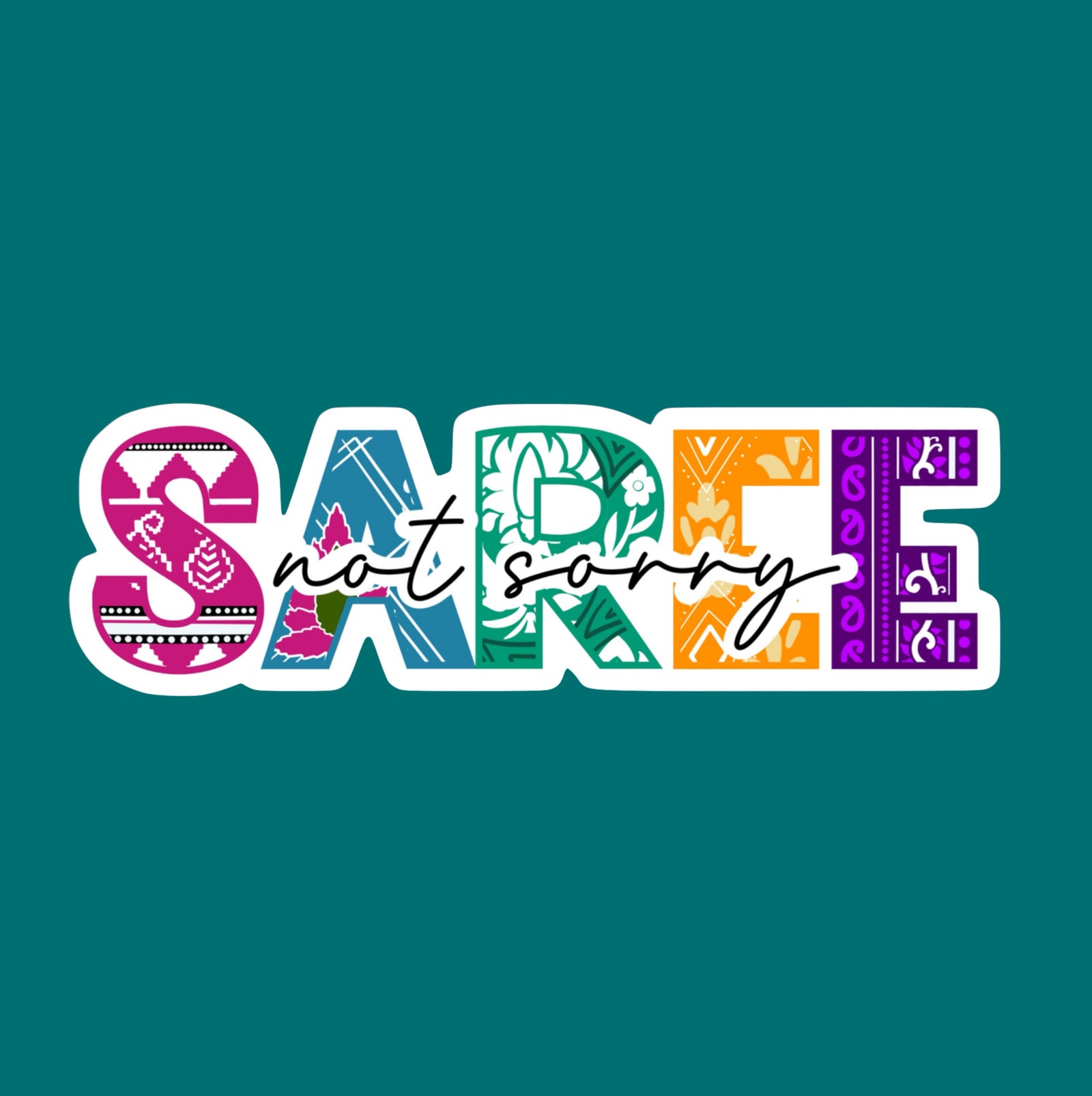 Vinyl sticker with a bold, eye-catching saree design, sari design, perfect for personalizing laptops, water bottles, or home decor