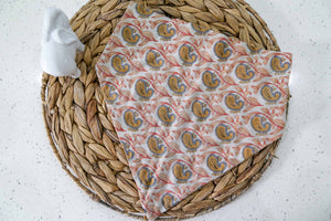 Saree pet bandana made from vibrant, hand-stitched recycled saree fabric, offering a colorful and unique accessory for your pet.