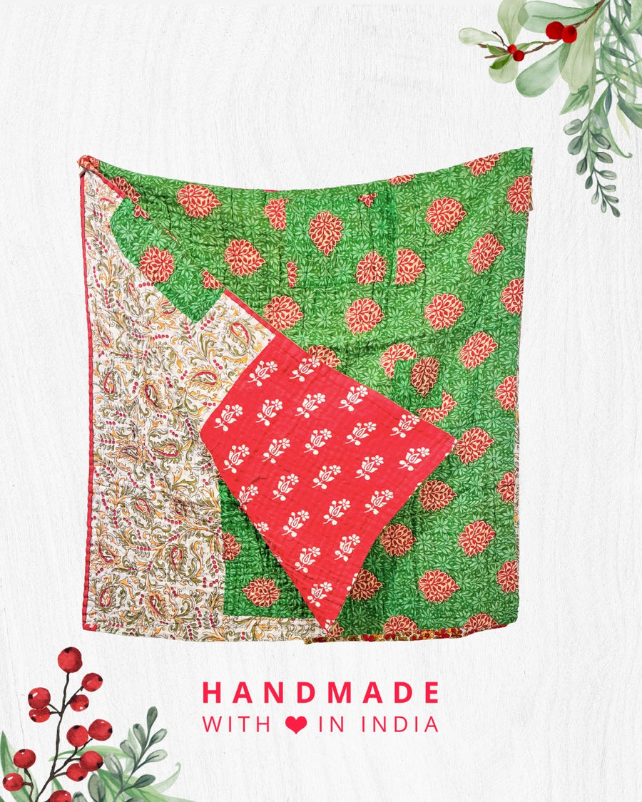 Kantha Throw Blanket | Christmas