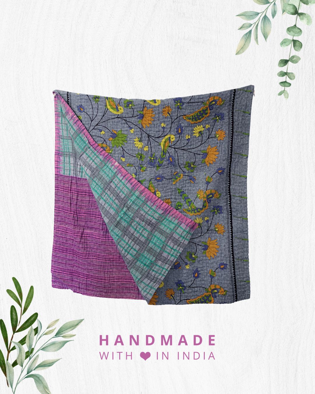 Kantha Throw Blanket