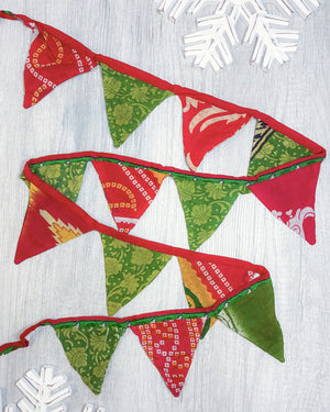 Mini Saree Triangle Banner | Christmas