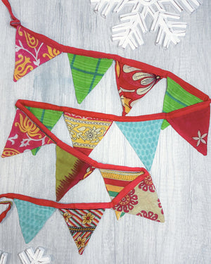 Mini Saree Triangle Banner | Christmas