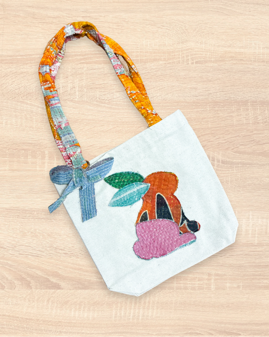 Mini Vintage Kantha Easter Tote | Bunny