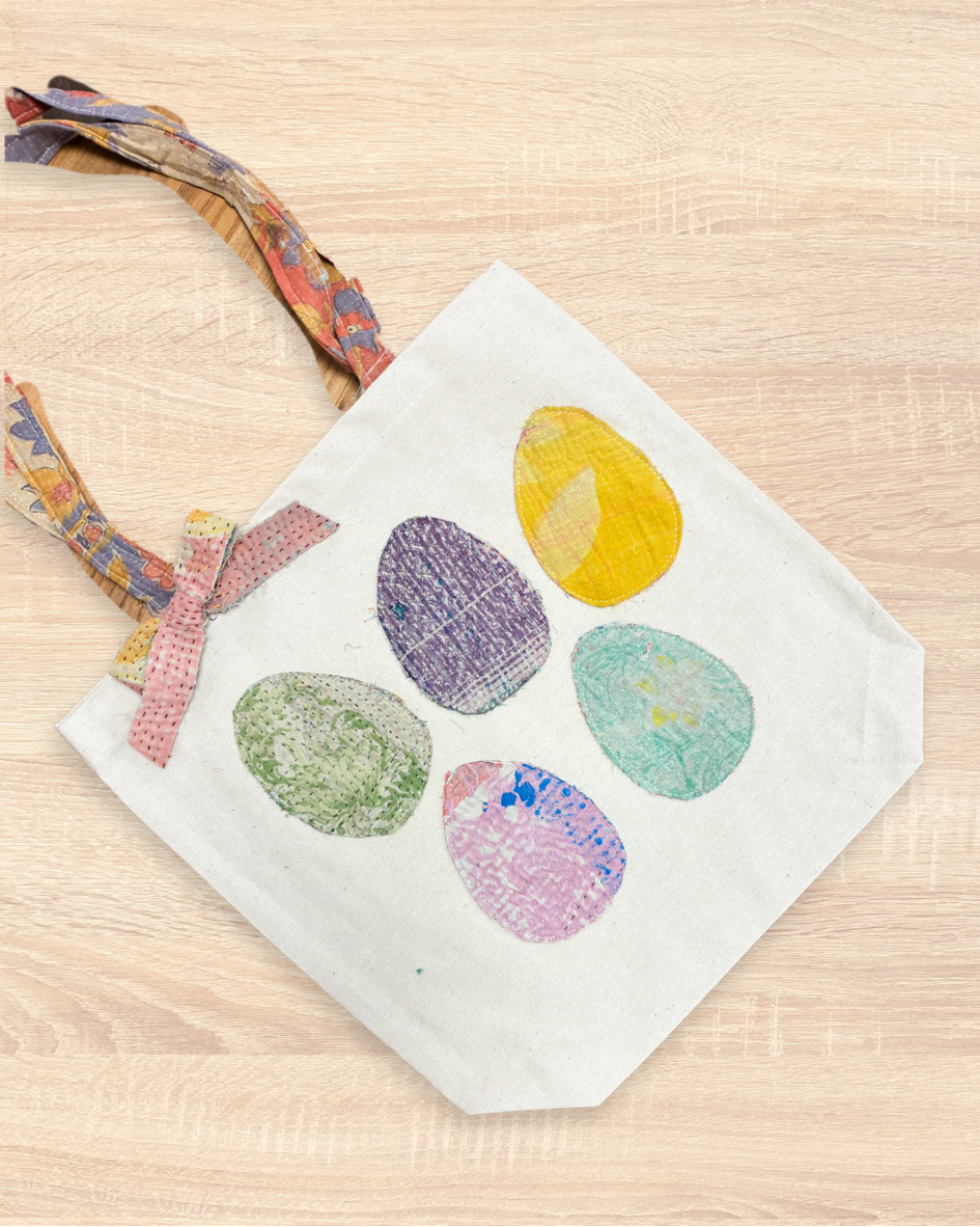 Vintage Kantha Easter Tote | Eggs