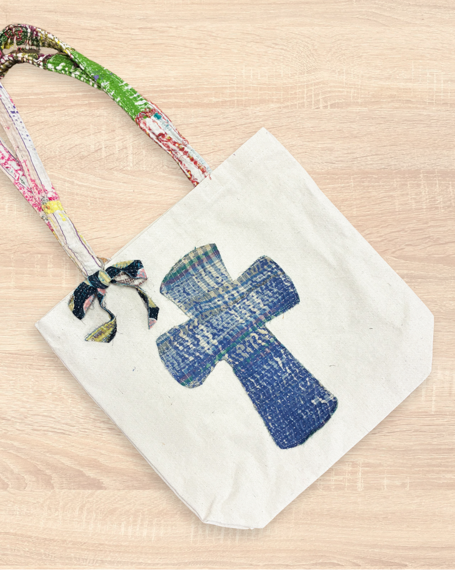 Vintage Kantha Easter Tote | Cross