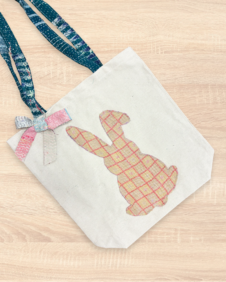 Vintage Kantha Easter Tote | Bunny