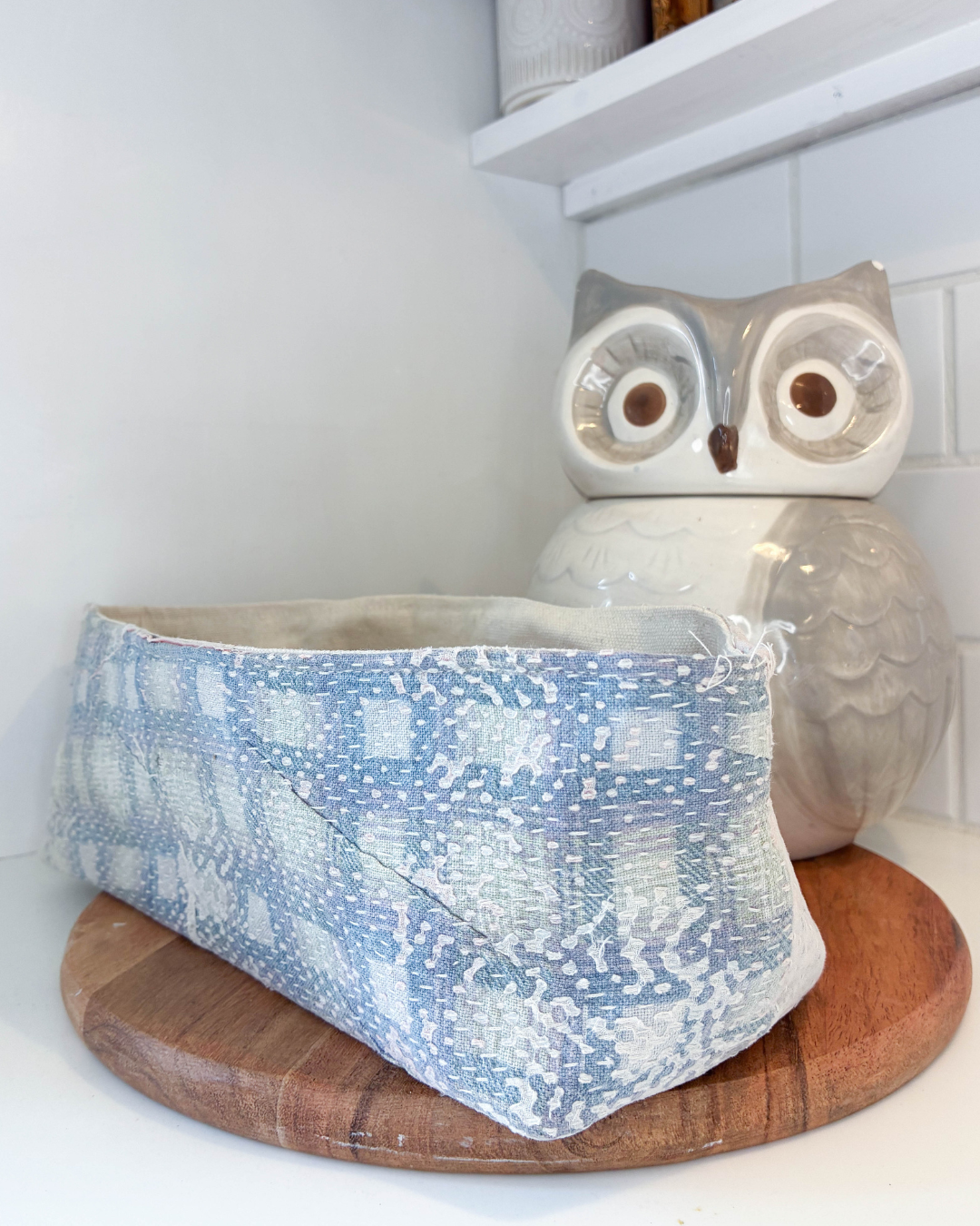 Vintage Kantha Bread Basket | Large