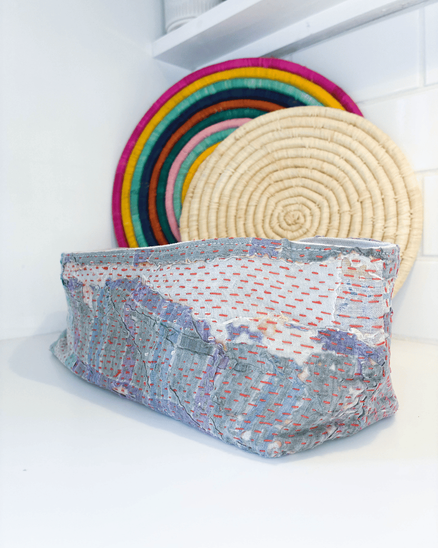 Vintage Kantha Bread Basket | Large