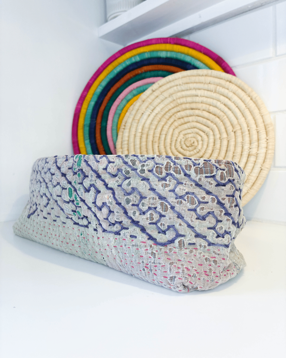 Vintage Kantha Bread Basket | Large