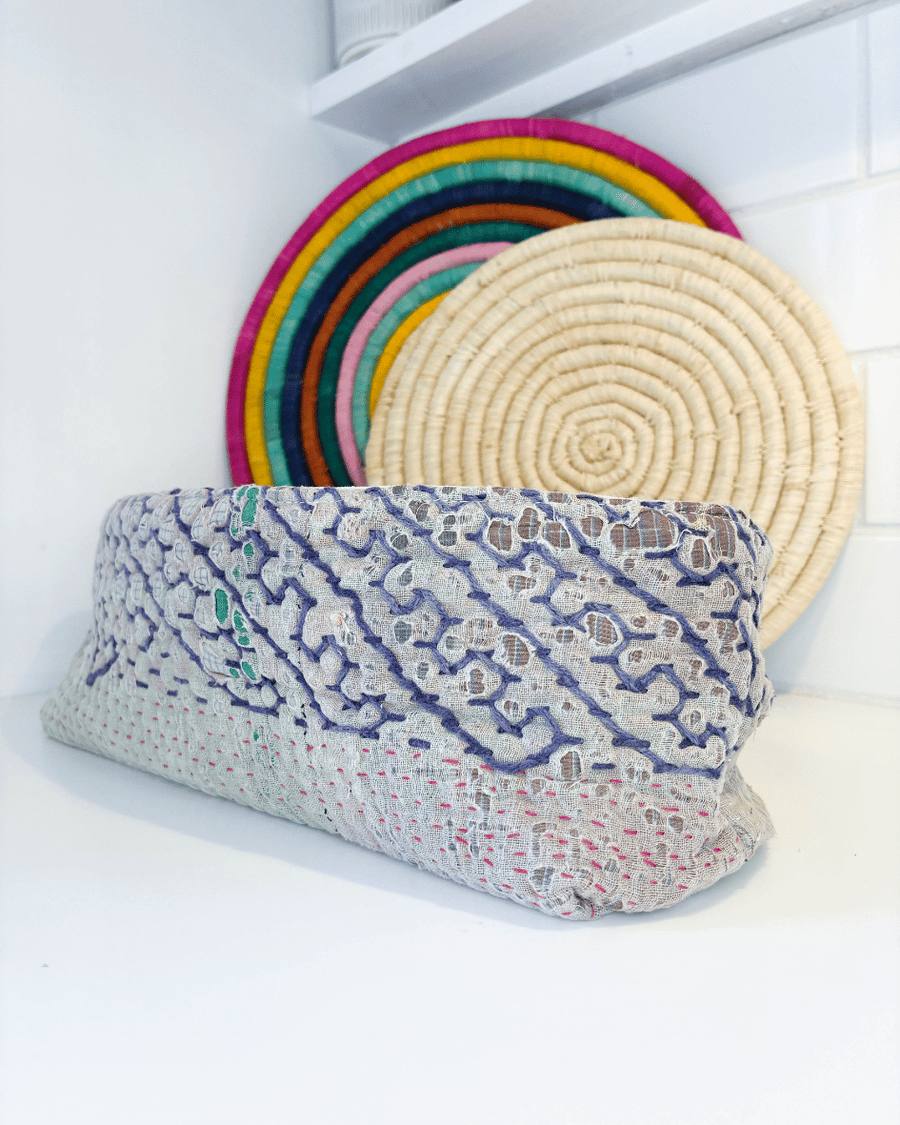 Vintage Kantha Bread Basket | Large