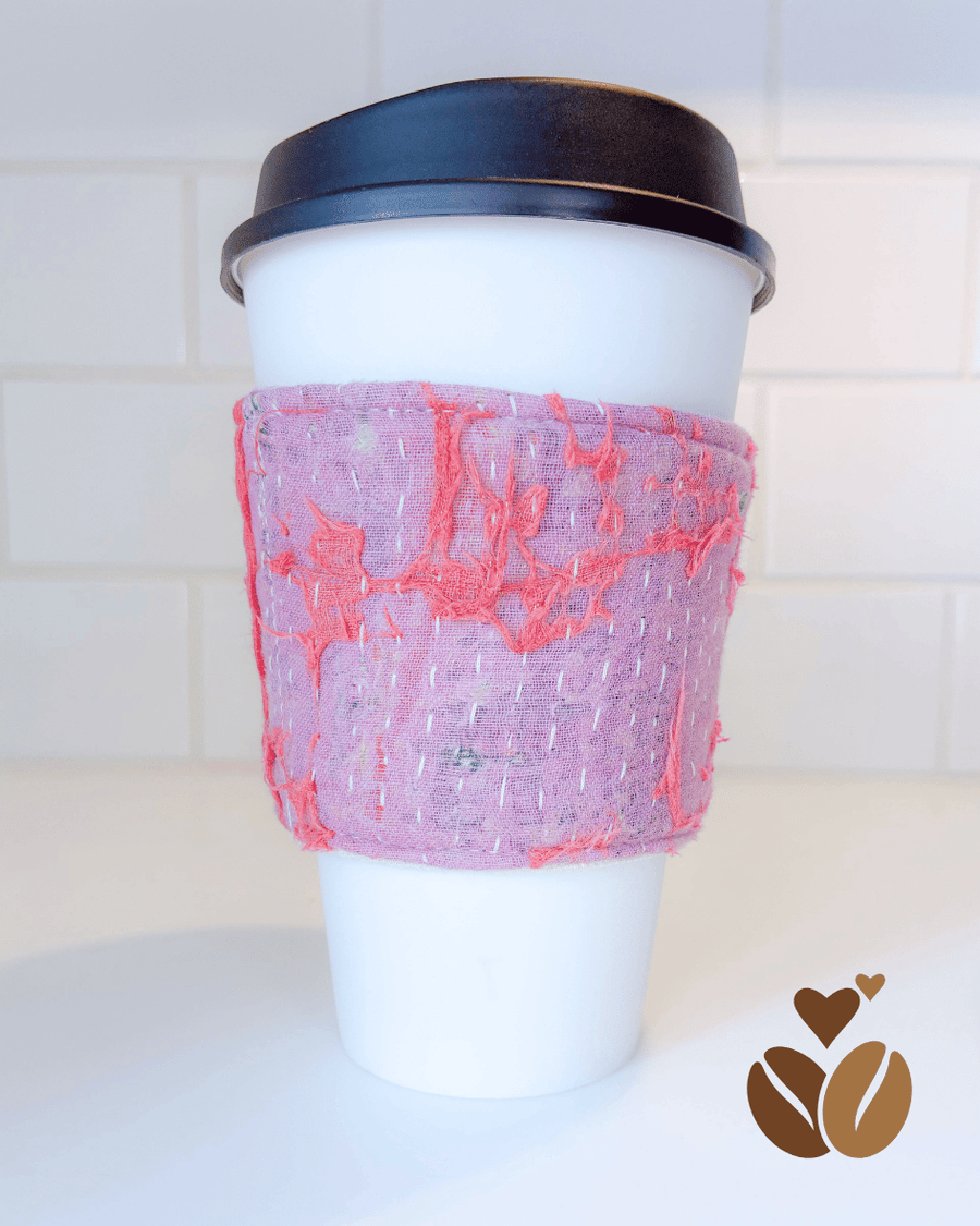 Vintage Kantha Coffee Cozy