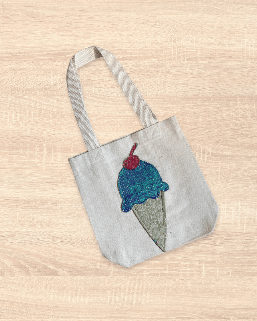 Mini Vintage Kantha Tote | Icecream Cone