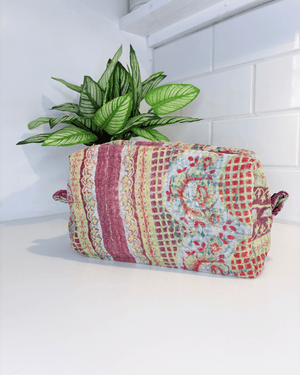Vintage Kantha Zipper Box Pouch
