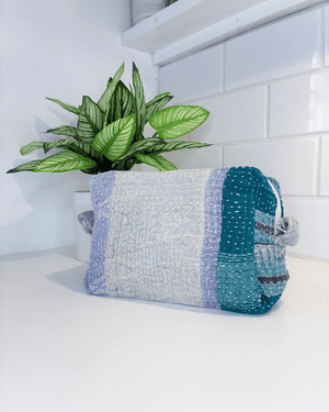 Vintage Kantha Zipper Box Pouch
