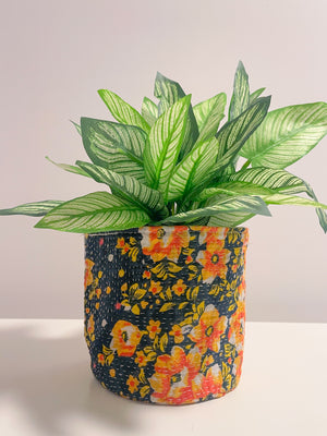 Handmade eco friendly recycled Vintage Kantha Baskets great for home decor and storage. 