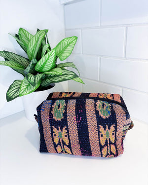Vintage Kantha Zipper Box Pouch
