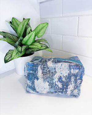 Vintage Kantha Zipper Box Pouch