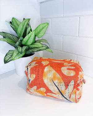 Vintage Kantha Zipper Box Pouch