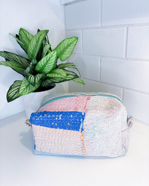 Vintage Kantha Zipper Box Pouch