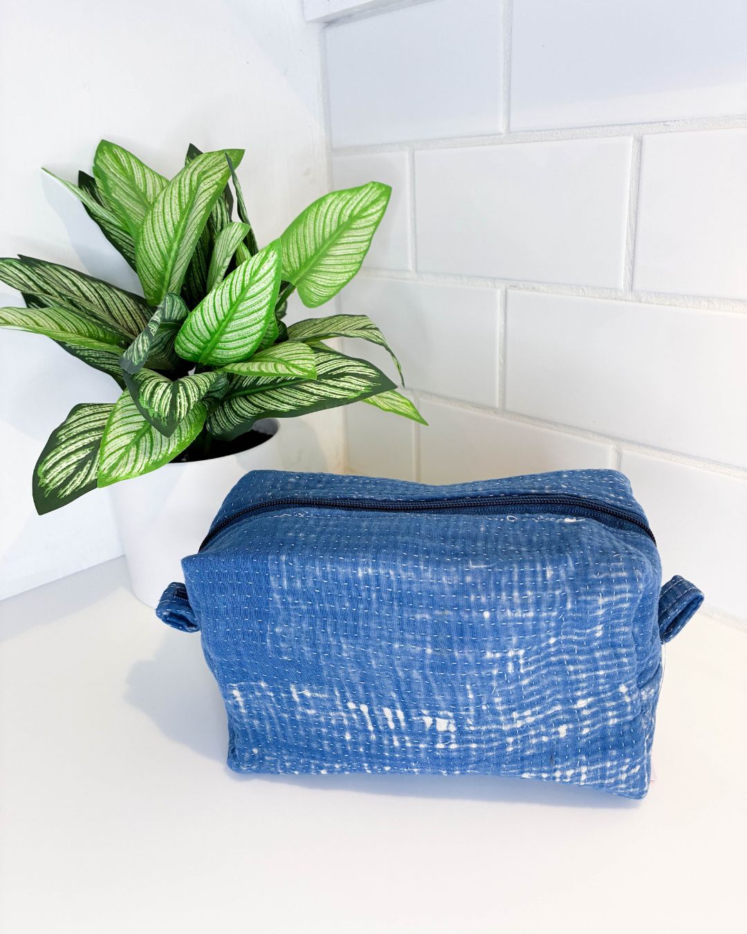 Vintage Kantha Zipper Box Pouch