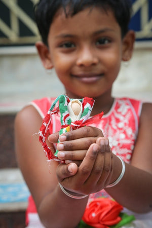 Baby Jesus Ornament - Asha Project Kantha - Saree - Handmade