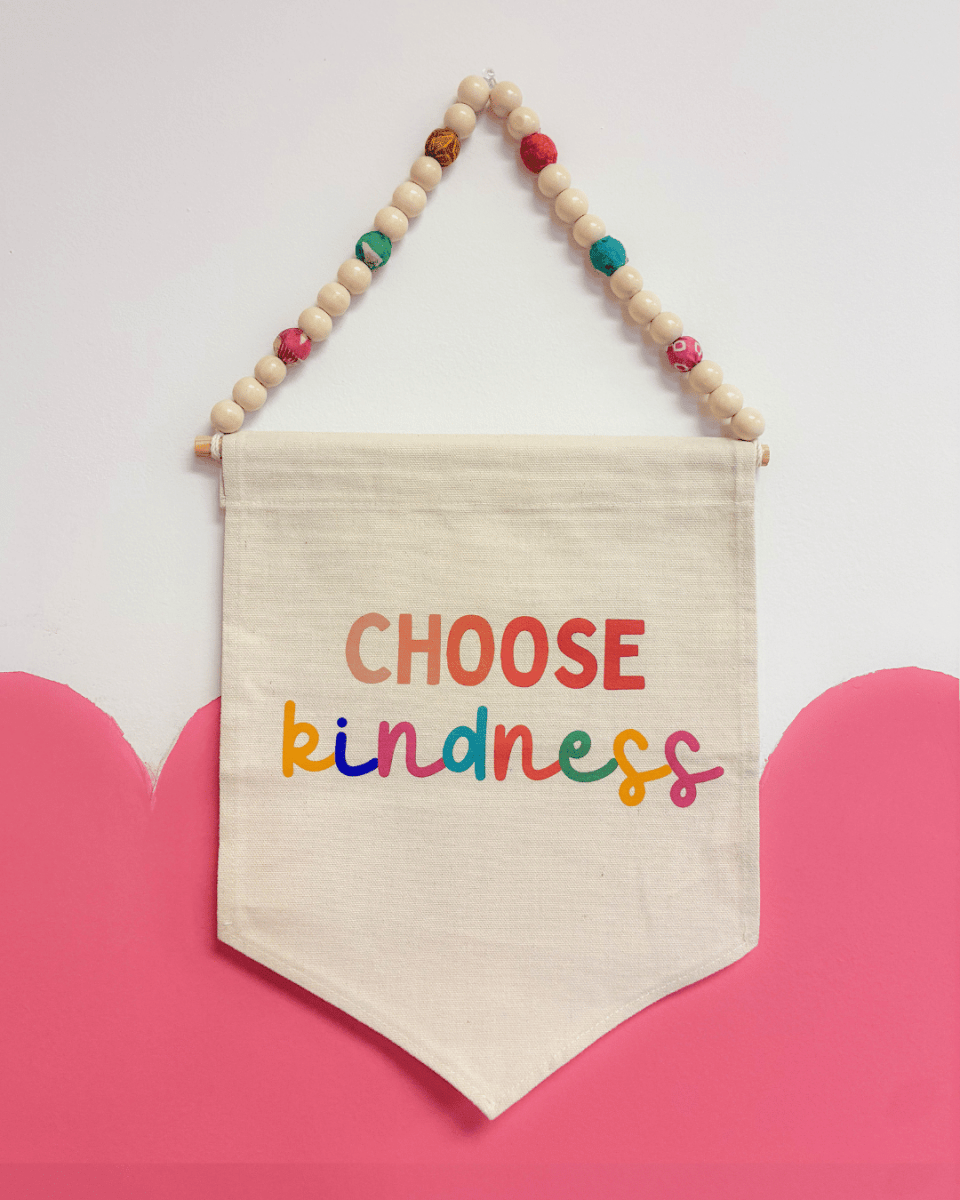 Canvas Hanging Banner | Choose Kindness - Asha Project Kantha-Saree-Handmade