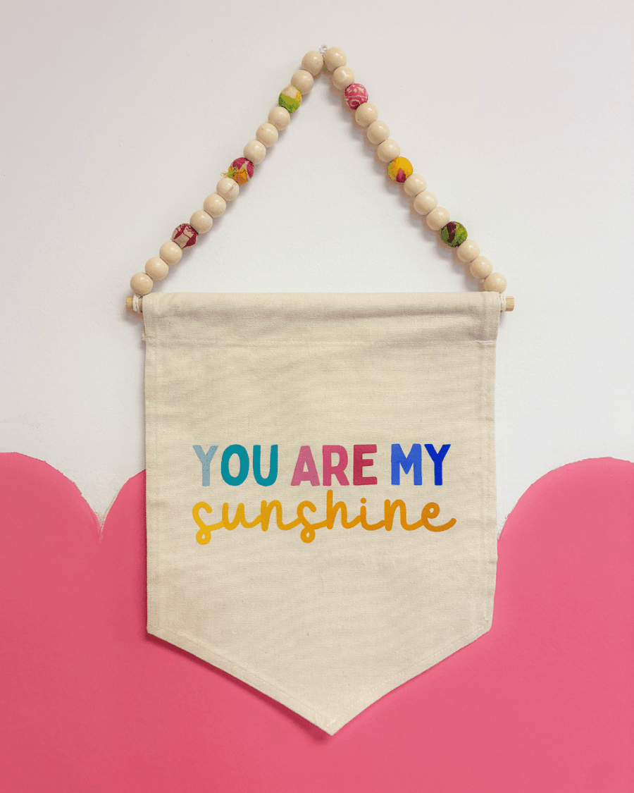 Canvas Hanging Banner | You Are My Sunshine - Asha Project Kantha-Saree-Handmade