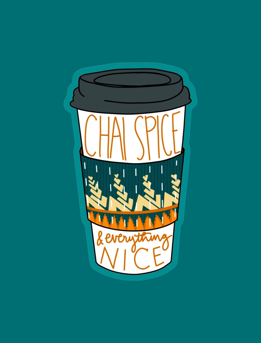 Chai Spice | Clear Vinyl Sticker | 4 in x 2.4 in - Asha Project Kantha - Saree - Handmade