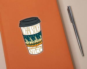 Chai Spice | Clear Vinyl Sticker | 4 in x 2.4 in - Asha Project Kantha - Saree - Handmade