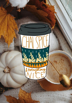 Chai Spice | Clear Vinyl Sticker | 4 in x 2.4 in - Asha Project Kantha - Saree - Handmade