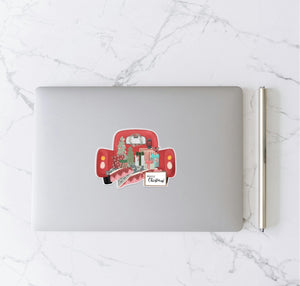 Christmas Truck | Clear Vinyl Sticker - Asha Project Kantha - Saree - Handmade