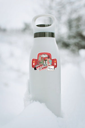 Christmas Truck | Clear Vinyl Sticker - Asha Project Kantha - Saree - Handmade