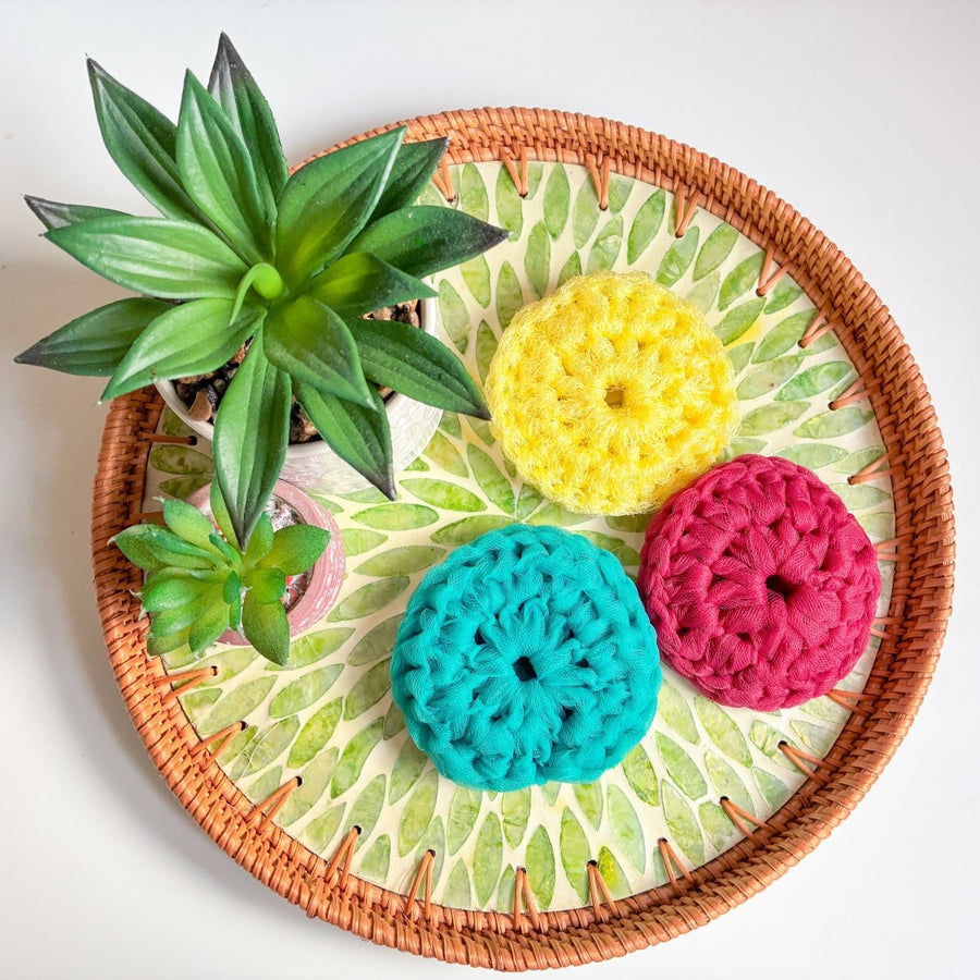 Dish Scrubber Set of 3 | Assorted - Asha Project Kantha - Saree - Handmade