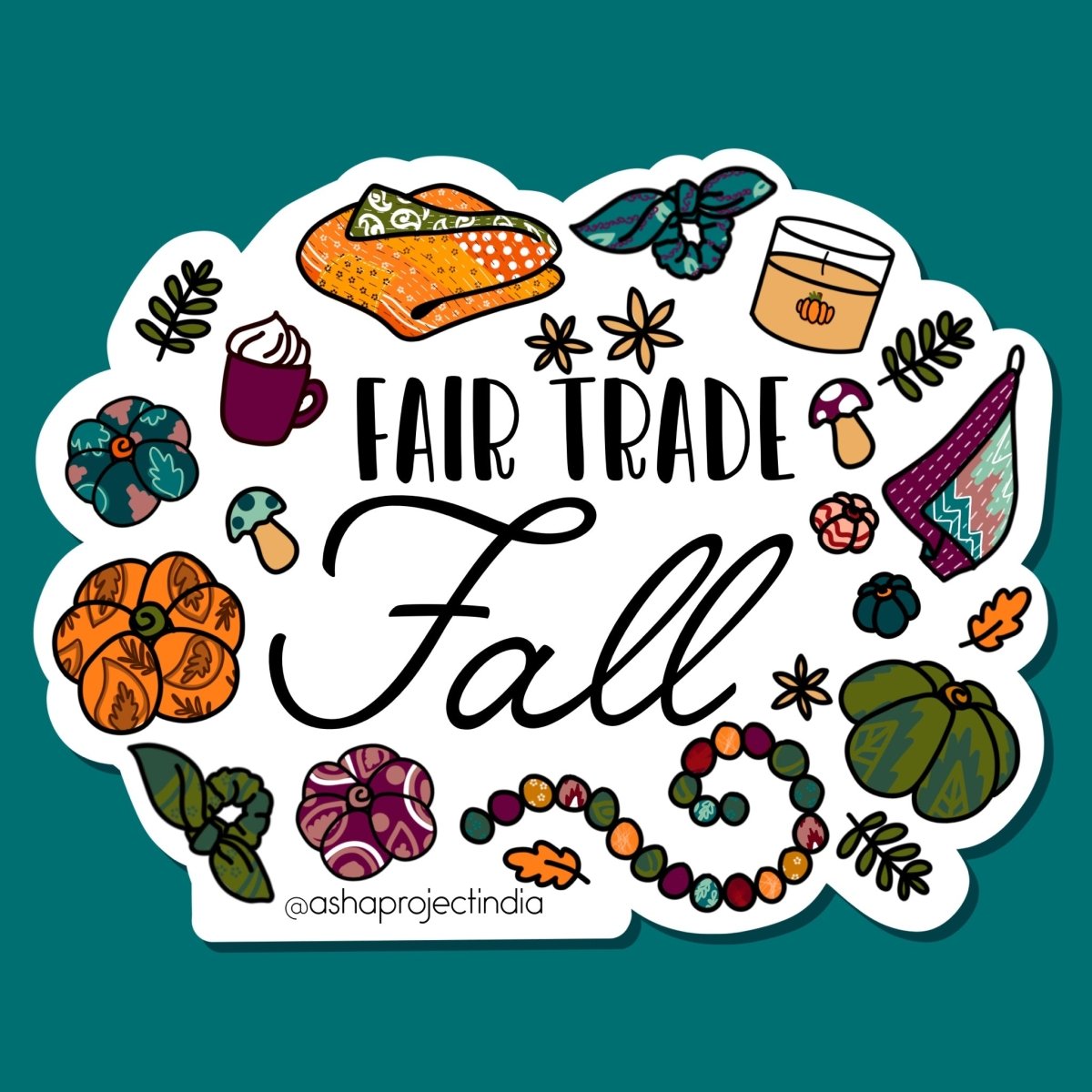Fair Trade Fall | Vinyl Sticker - Asha Project Kantha - Saree - Handmade