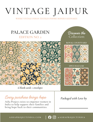 Greeting Card Set | Vintage Jaipur | Palace Garden No. 2 - Asha Project Kantha-Saree-Handmade