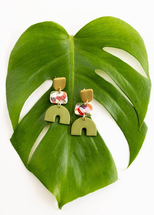 Hand - Painted ABIDE Earrings - Asha Project Kantha - Saree - Handmade