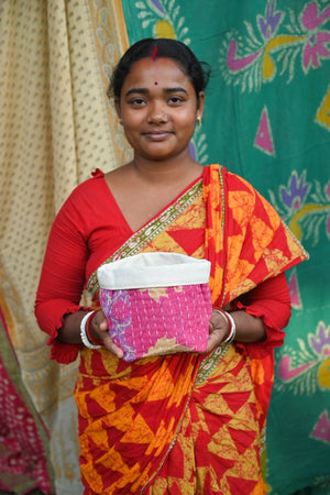 Kantha Basket - Asha Project Kantha - Saree - Handmade