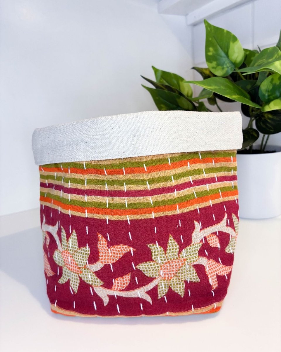 Kantha Basket - Asha Project Kantha - Saree - Handmade