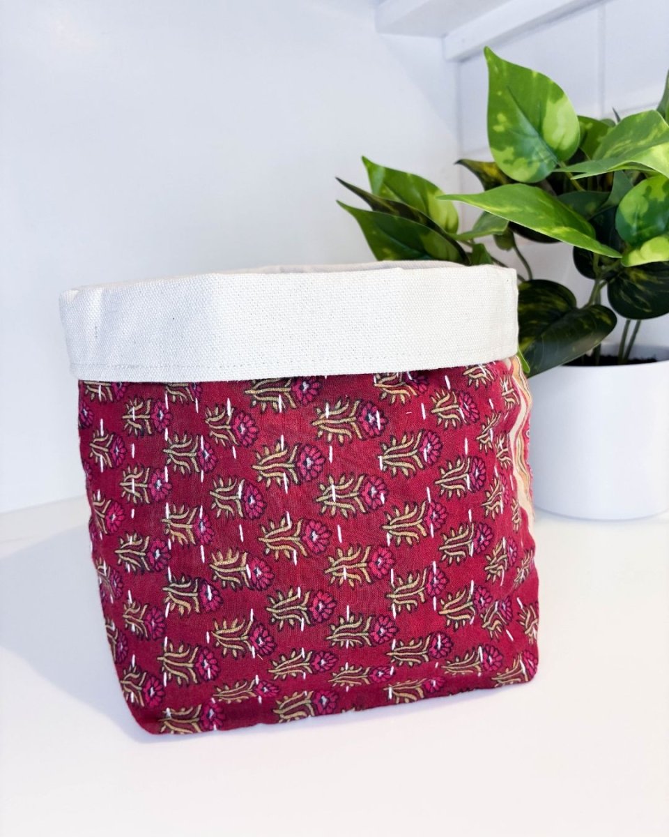 Kantha Basket - Asha Project Kantha - Saree - Handmade