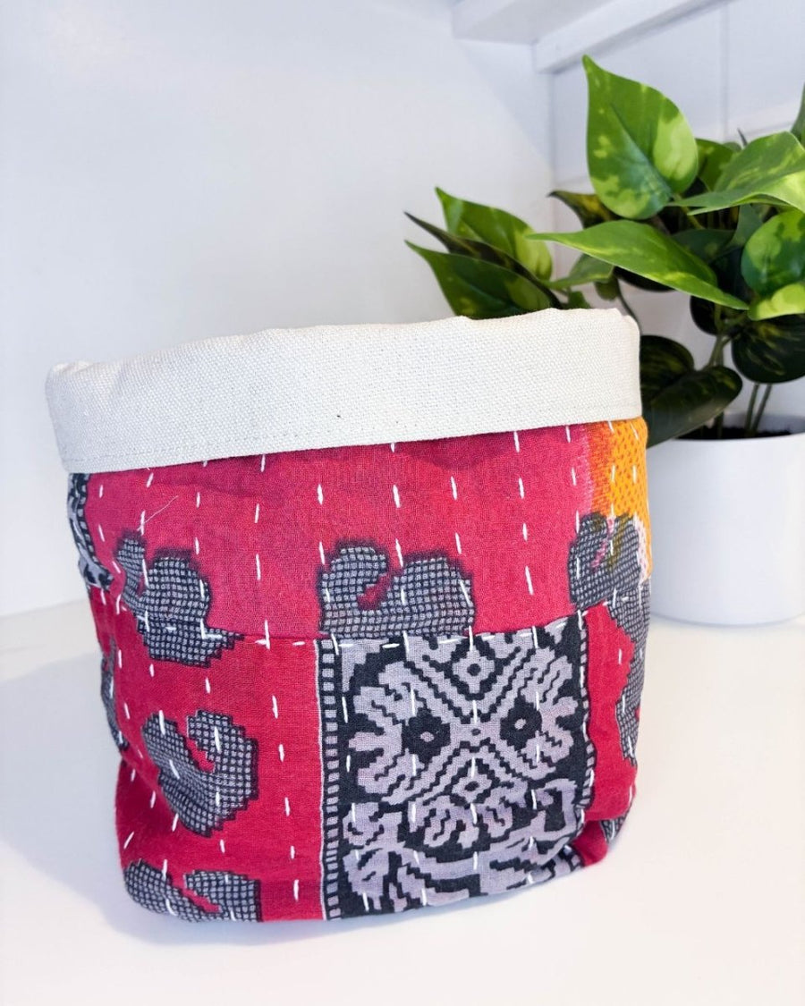 Kantha Basket - Asha Project Kantha - Saree - Handmade