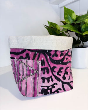 Kantha Basket - Asha Project Kantha - Saree - Handmade