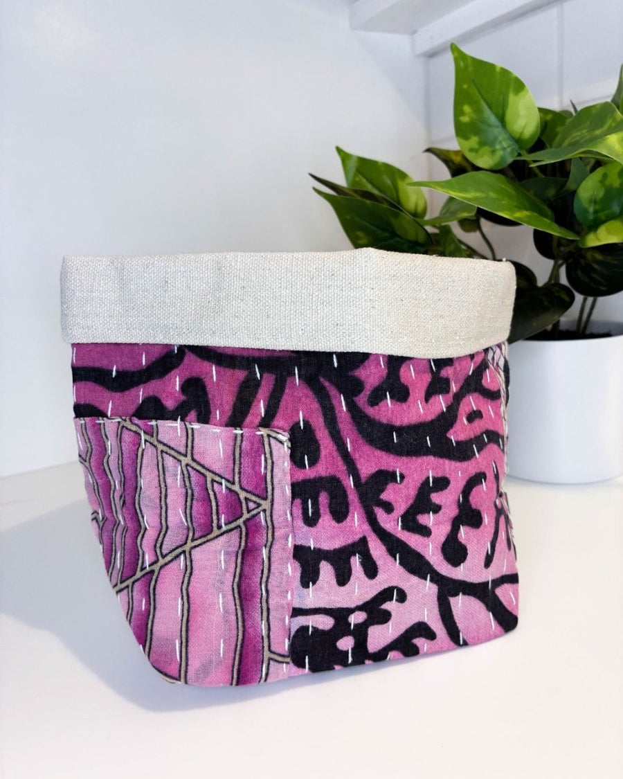 Kantha Basket - Asha Project Kantha - Saree - Handmade