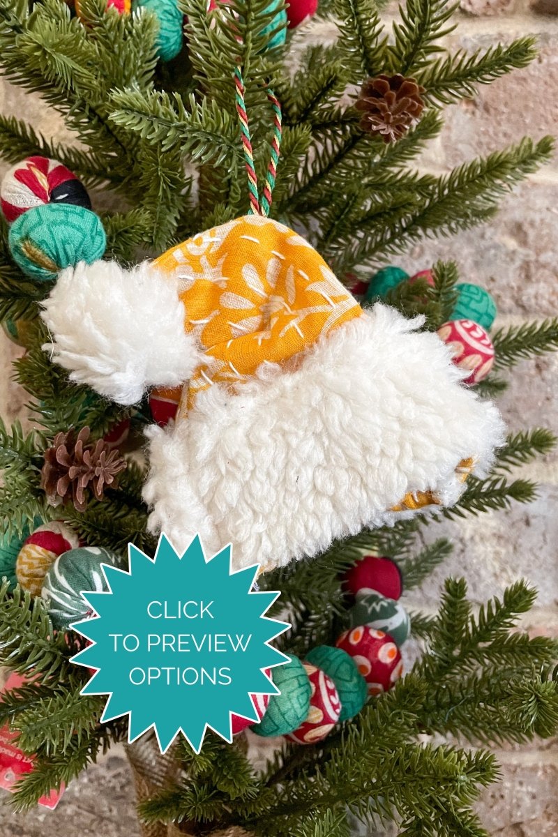 Kantha Christmas Ornament | Santa Hat - Asha Project Kantha - Saree - Handmade