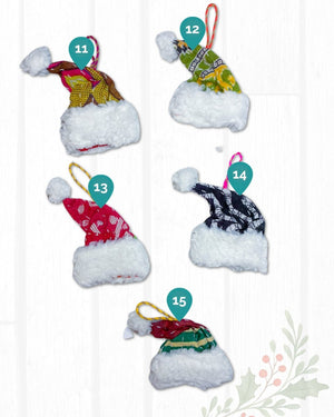Kantha Christmas Ornament | Santa Hat - Asha Project Kantha - Saree - Handmade