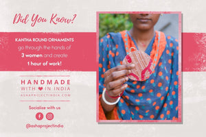 Kantha Christmas Ornaments | Round - Asha Project Kantha - Saree - Handmade