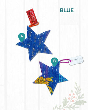 Kantha Christmas Ornaments | Star - Asha Project Kantha - Saree - Handmade