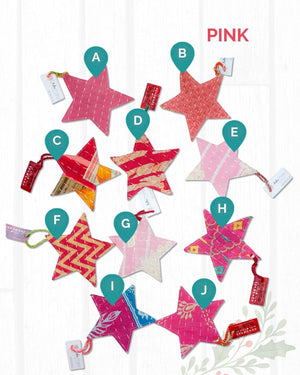 Kantha Christmas Ornaments | Star - Asha Project Kantha - Saree - Handmade